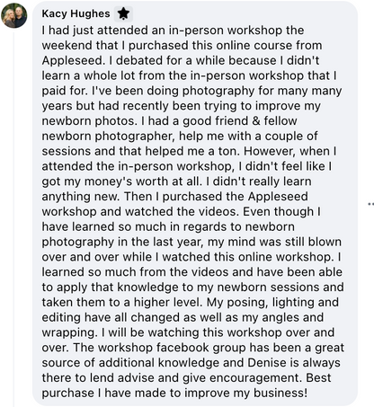 Appleseed Photography Online Newborn Workshop